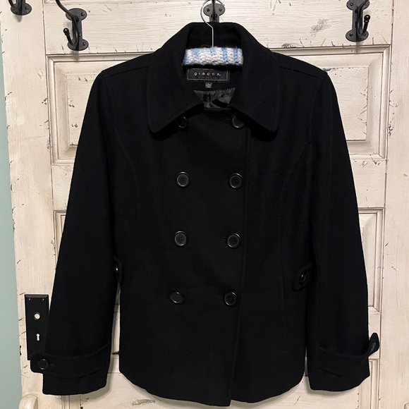 giacca Jackets & Blazers - Giacca Women's Black Wool-Blend Pea Coat Size L